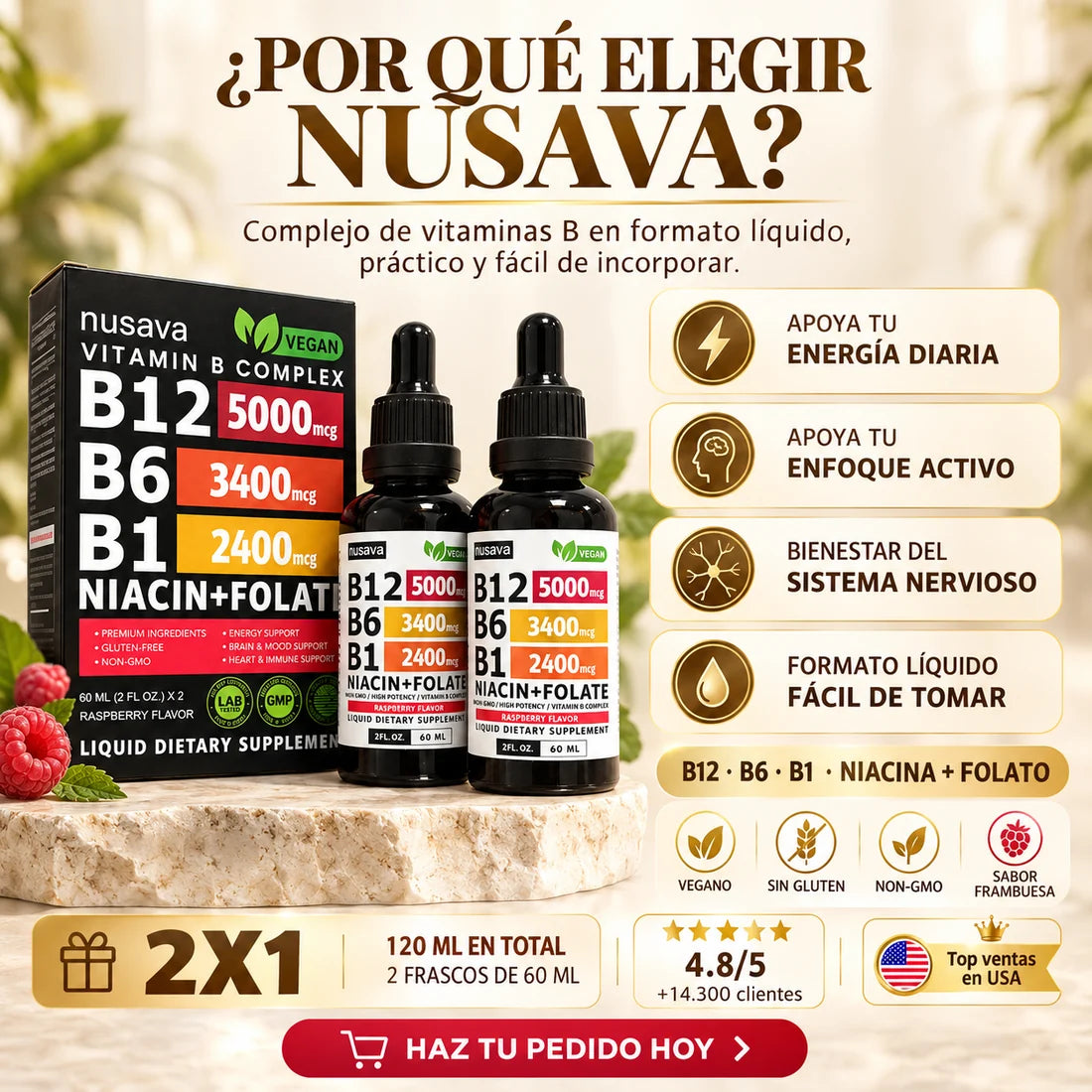 Nusava® Complejo de Vitamina B — B12 + B6 + B1 120ml