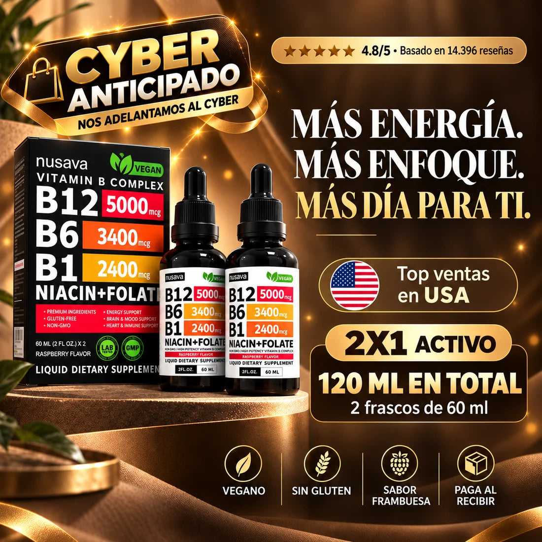 Nusava® Complejo de Vitamina B — B12 + B6 + B1 120ml